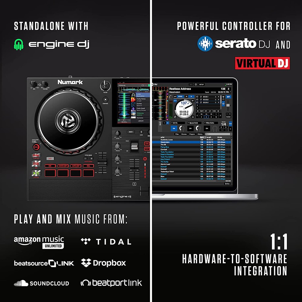 Numark Mixstream Pro+ Standalone DJ Controller & Serato+ProX XB-MDDJSR2 Mano Bag
