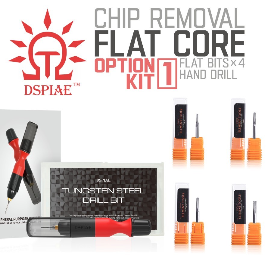 DSPIAE: Flat Core & Drill Bit Set [Option Kit 1] Photo Etch Chip Removal