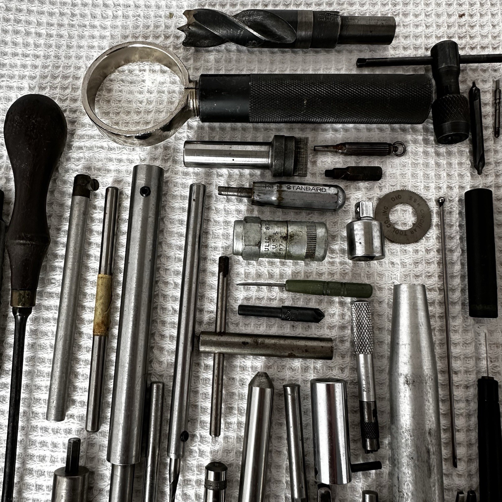 Machinist and Watchmaker Tools Lot 62 Piece End Mill Awl Saw Blades Drill Bits