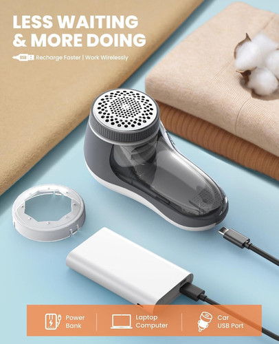 POPCHOSE Fabric Shaver, Lint Remover for Clothes, Electric Grayish White
