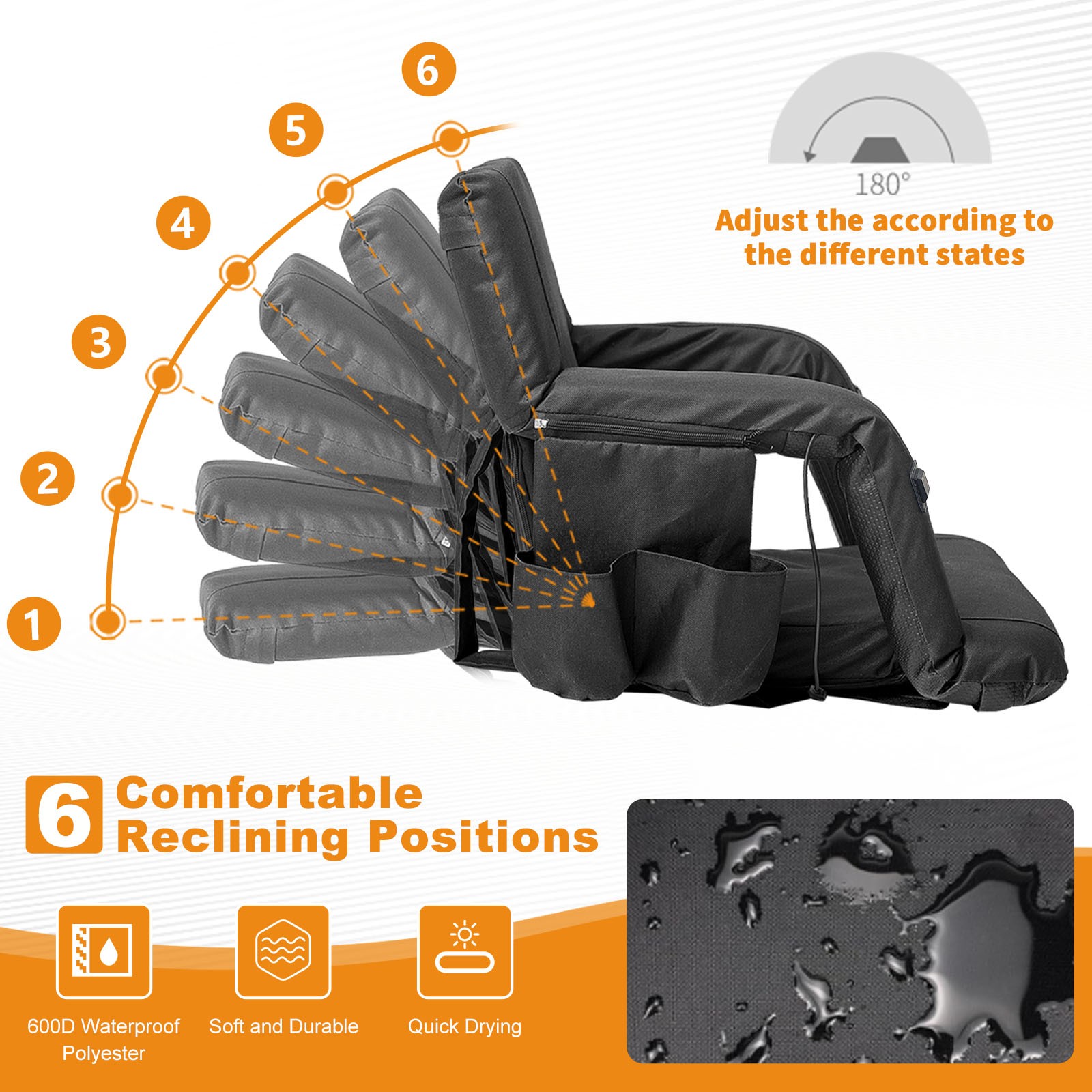 H&ZT Heated Stadium Seat for Bleachers with Back Support Standard / XXL Size