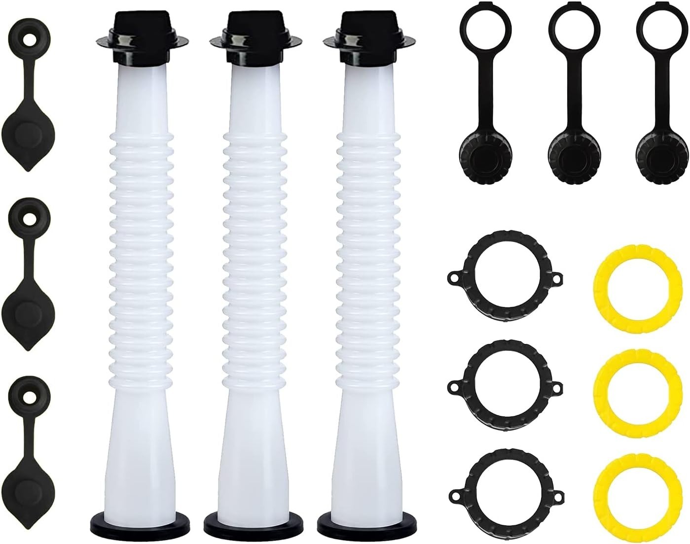 KP KOOL Universal Gas Can Spout Replacement 3pc Sets High Flow Fuel Kit BPA Free