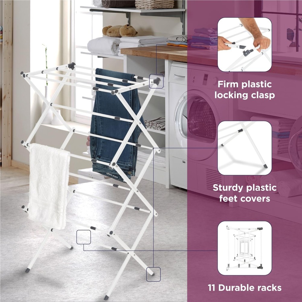 BLACK DECKER 3 Tier Expandable Collapsing Foldable Laundry Rack Air Drying