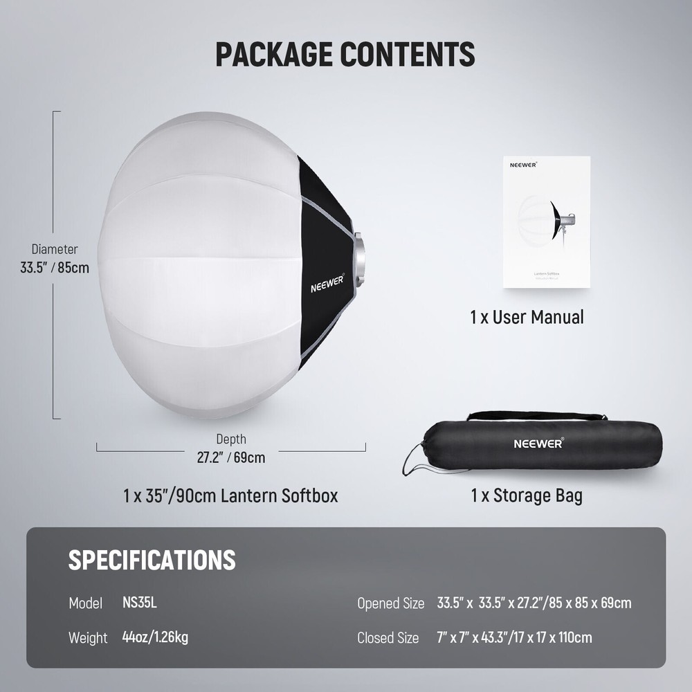 Neewer 85cm Lantern Softbox One Step Quick Release, 360° Light Diffuser