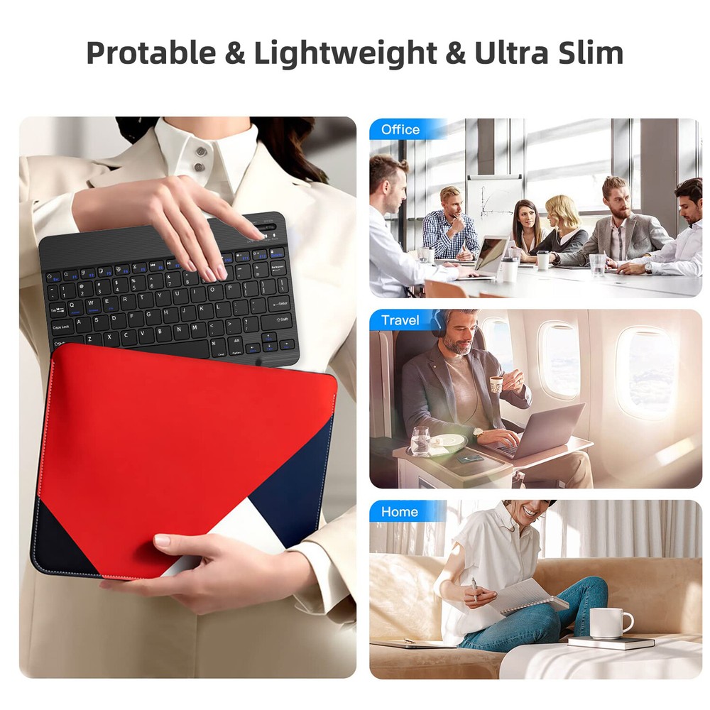 For Laptop PC Mac iPhone Samsung 10''Wireless Bluetooth Quiet Keyboard+Mouse Set