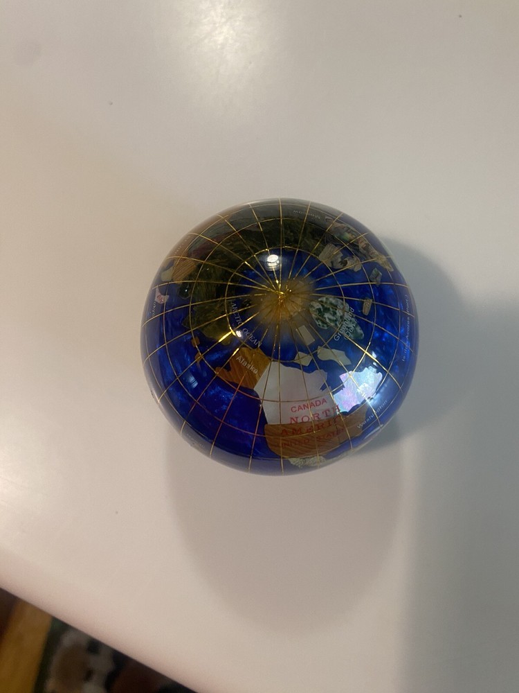 Alexander Kalifano Gemstone Globe Paper Weight Blue