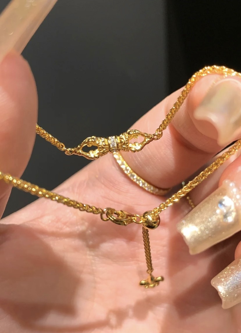 14K Yellow Gold Vintage Style Golden Bracelet Luxury Couple Jewelry