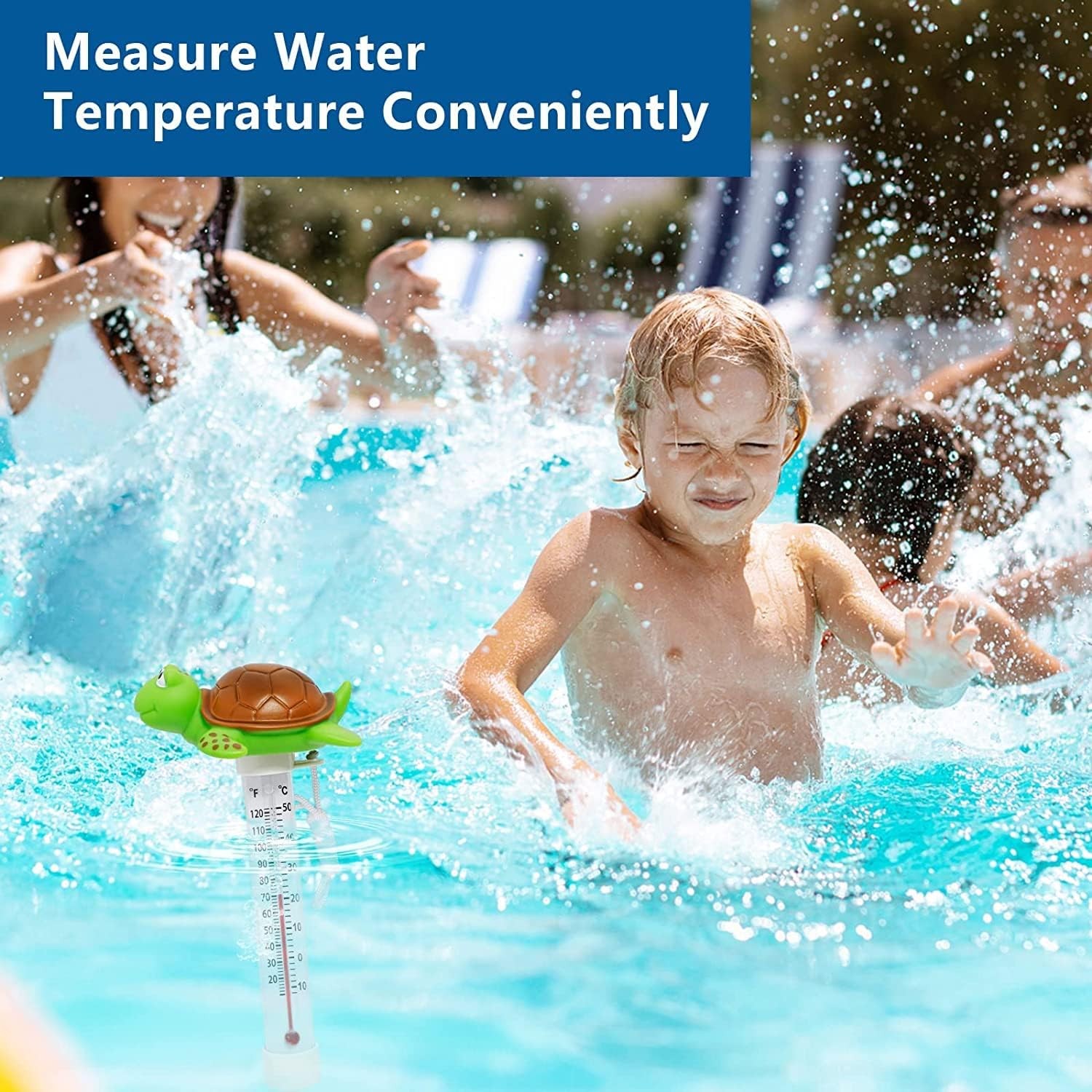 Floating Pool Thermometer, Large Display with String Easy to Read, Shatter Resis