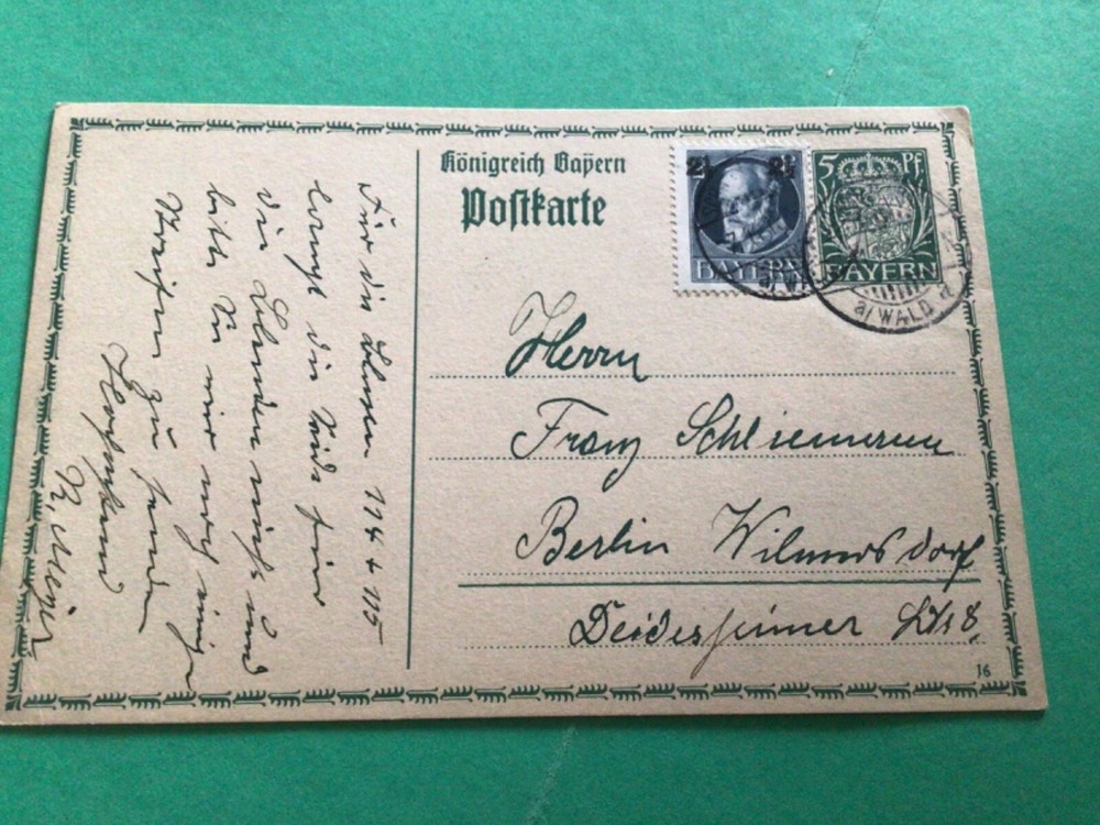 Germany Bavaria 1918 revalued postal postcard A17841