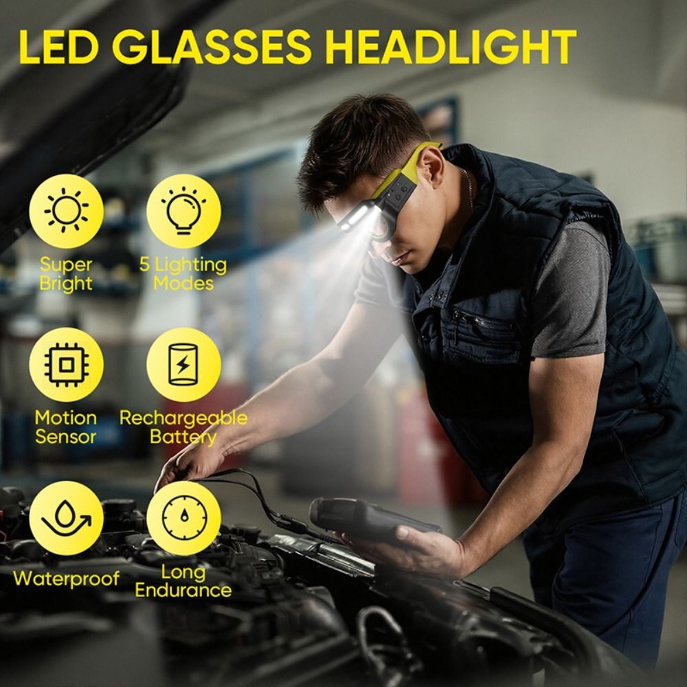 5 Modes LED Glasses Headlights Safety Eyeglass Lamp Work Lights Cycling
