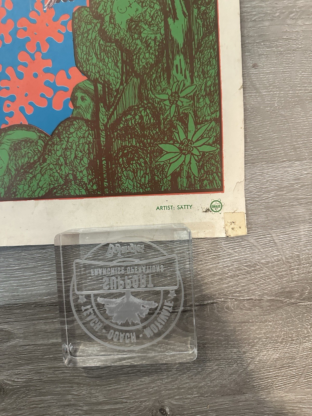 Rare Psychedelic Art Poster MIRAGE by Satty 3x35" 1967 Vintage San Francisco