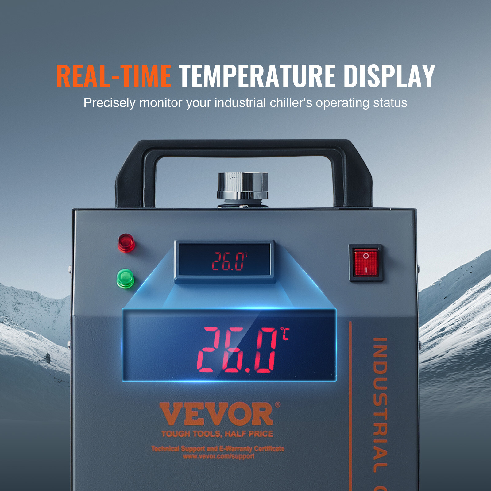 VEVOR Air-cooled Industrial Water Chiller CW-3000 12 L 12 L/min for Laser Tube