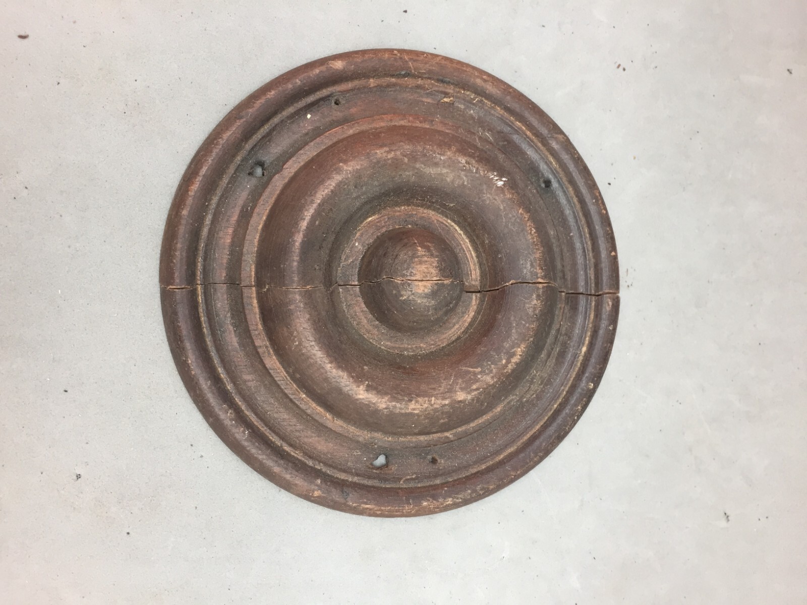 Architectural Salvage Wood Furniture Part Decorative Applied Circle split in 2