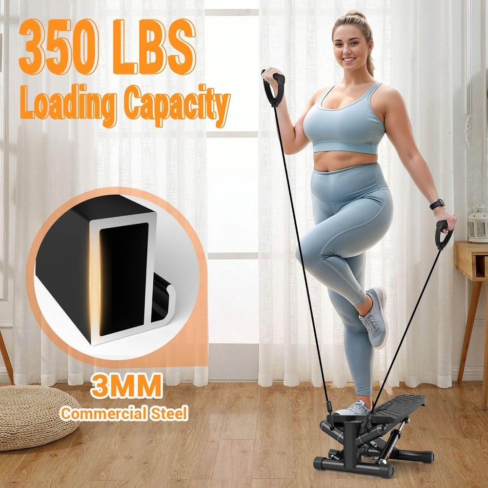 Steppers for Exercise at Home,Adjustable Resistance Mini Stepper (Black)