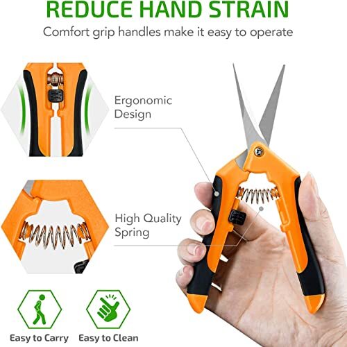 6.5" Gardening Scissors Pruning Shear Hand Pruner Scissors Orange 1-Pack