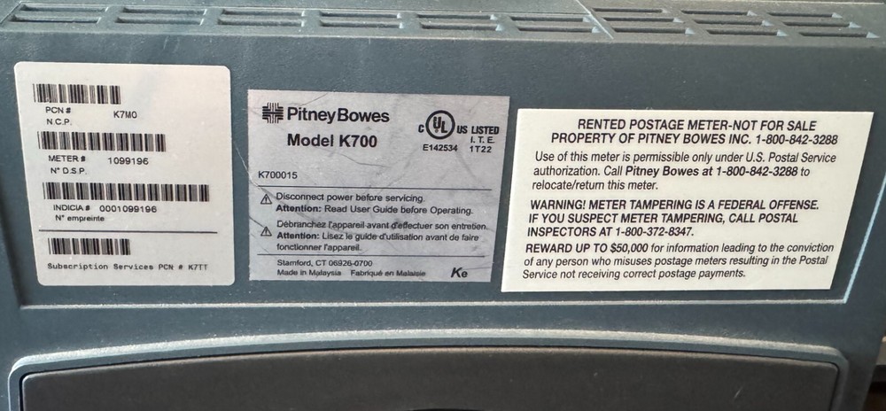 Pitney Bowes Mailstation 2 K700/K7MO with scale & PB Communication Device