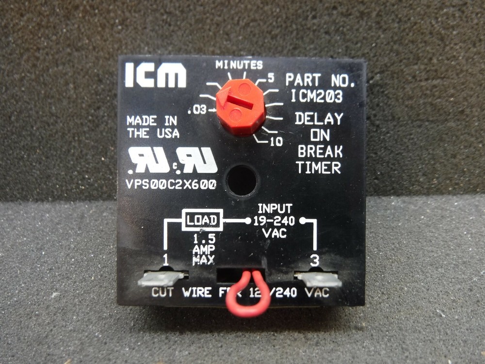 ICM, VPS00C2X600, Delay On Break Timer Relay (Used)