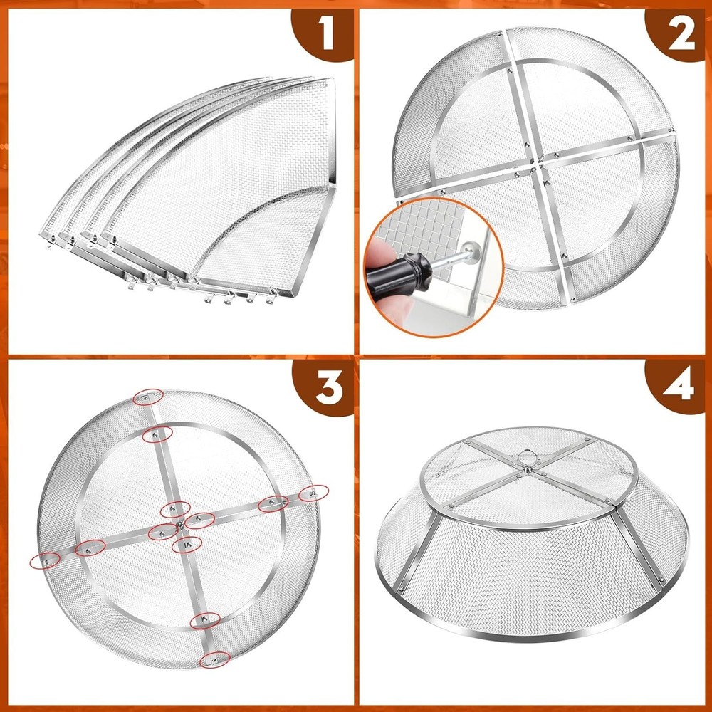 27" Yukon Shield Mesh Fire Pit Spark Protector w/Grill Function & Removal Tools