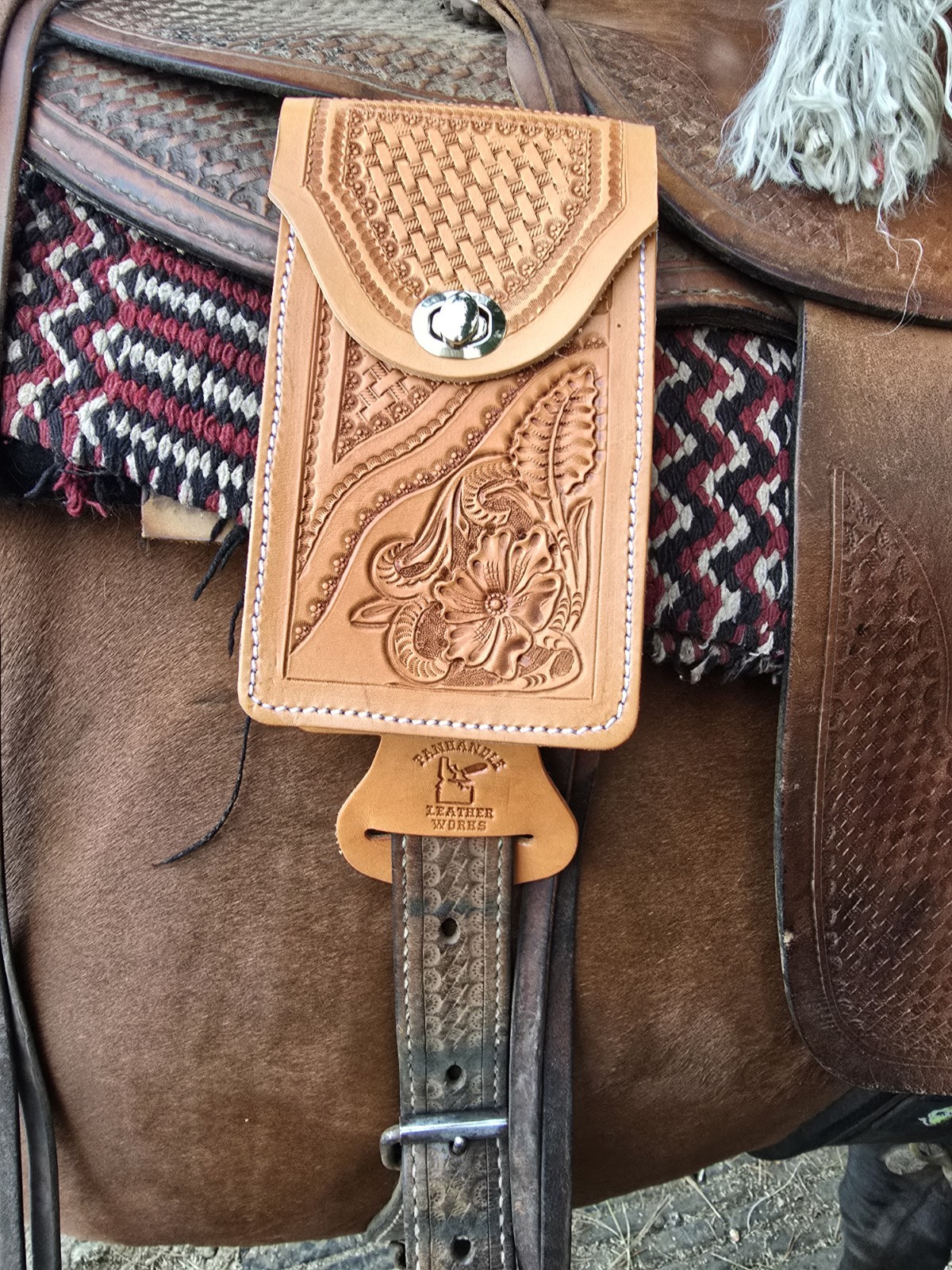 Customizable Leather Saddle Cell Phone Holder