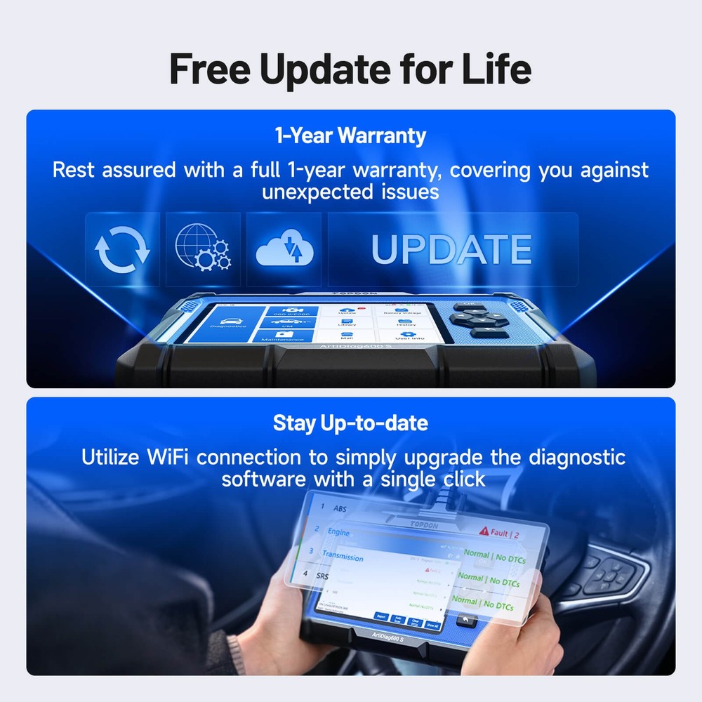 2026 TOPDON ArtiDiag600S OBD2 Scanner ABS SRS Engine Diagnostic Tool Code Reader