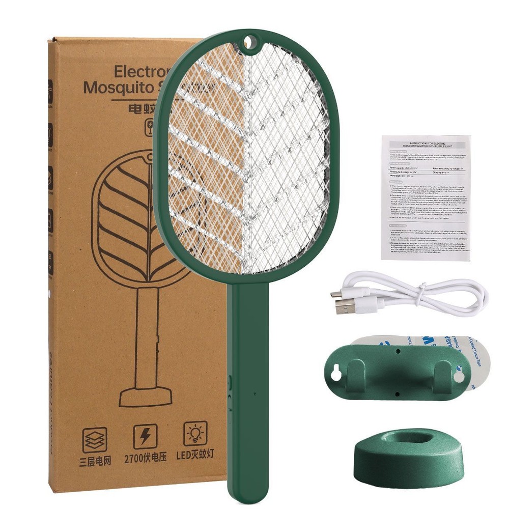 Handheld USB Rechargeable Mosquito Fly Swatter Zapper Killer Bug Insect Racket
