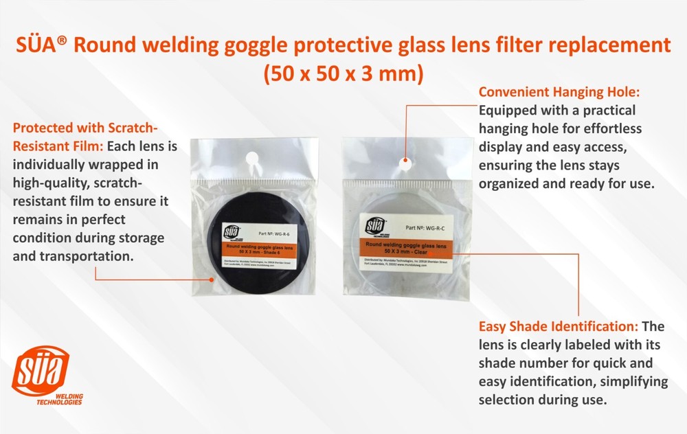 Welding/Brazing goggles round lens replacement - All shades and Pack Quantities