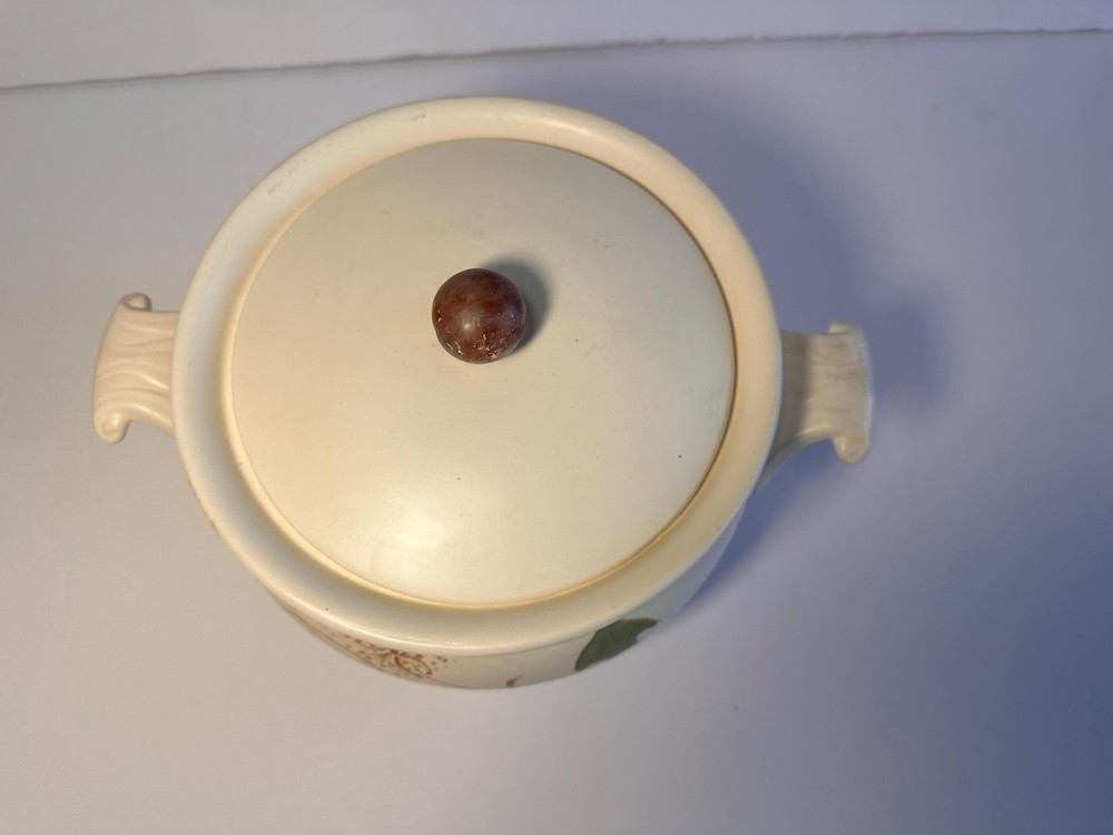 Ceramic Bean Pot Casserole with Dandelion Design - Studio Hand Painted & Signed