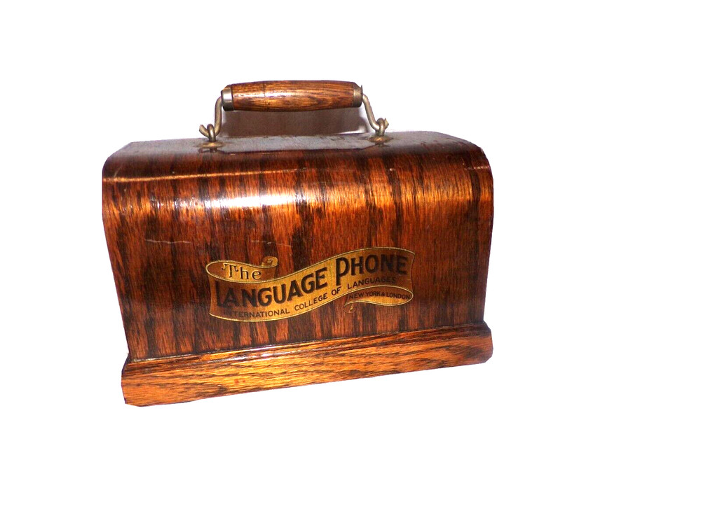 LANGUAGE PHONE CYLINDER PHONOGRAPH REAL NICE LID