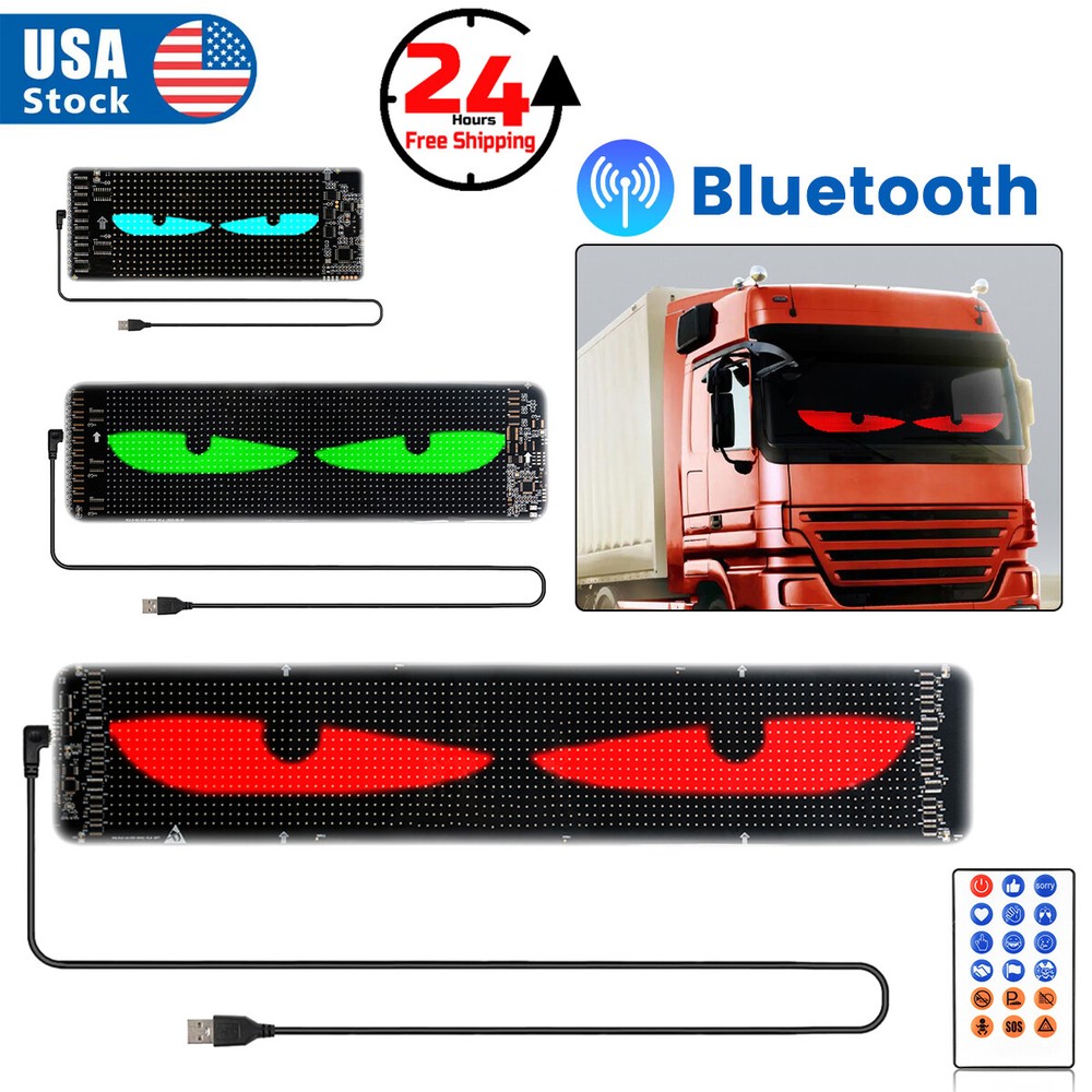 LED RGB Car Eye Sign Animation Matrix USB Panel DIY Programmable Bluetooth Pixel