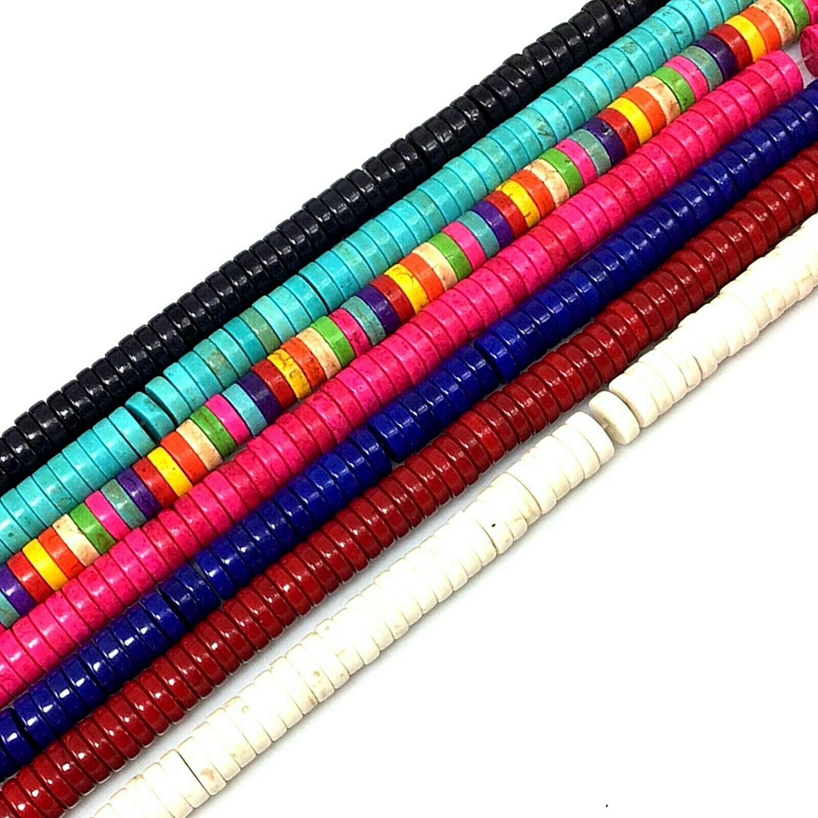 Gemstone Howlite Magnesite Turquoise Heishi Beads 15" Jewelry 4mm 6mm 8 10 12mm