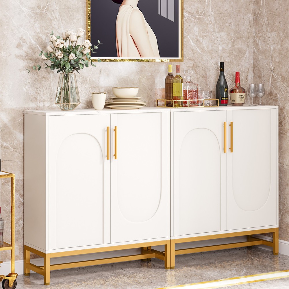 Sideboard Buffet Cabinet with Storage, Modern 4 Doors Buffets Sideboard Kitchen