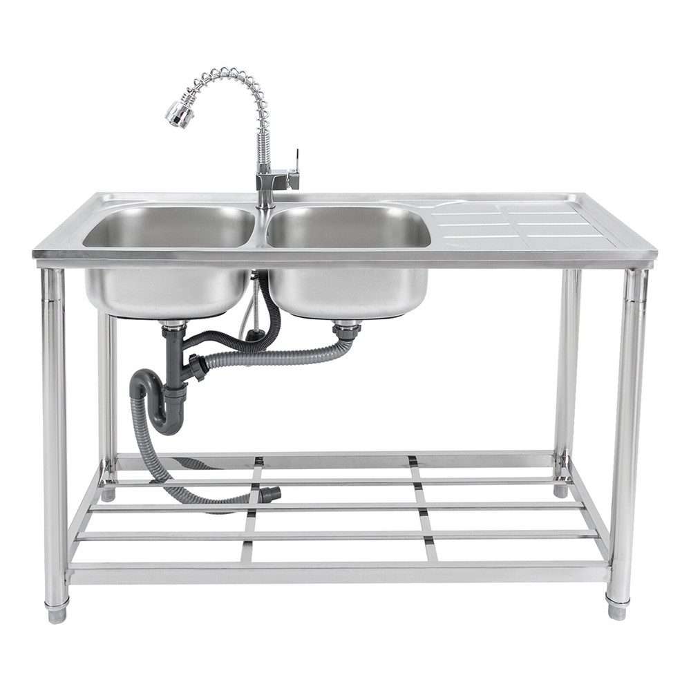 Commercial Utility Prep Sink 2Compartment Stainless Steel KitchenPrep Work Table