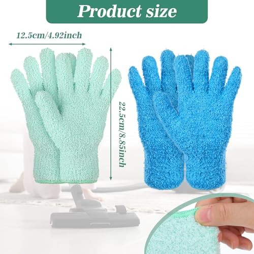 2 Pairs Microfiber Dusting Gloves, Reusable Plant Dusting Gloves Washable