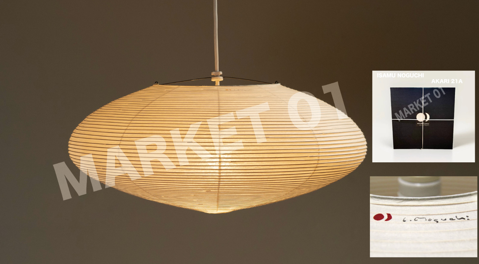 Isamu Noguchi AKARI 21A Pendant Lamp Shade and Frame W660mm H290mm (φ660mm)