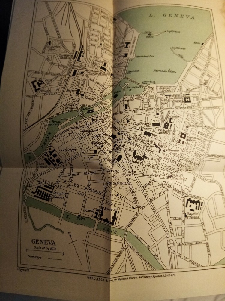 Cr14 Ephemera 1910 folded map Geneva Switzerland