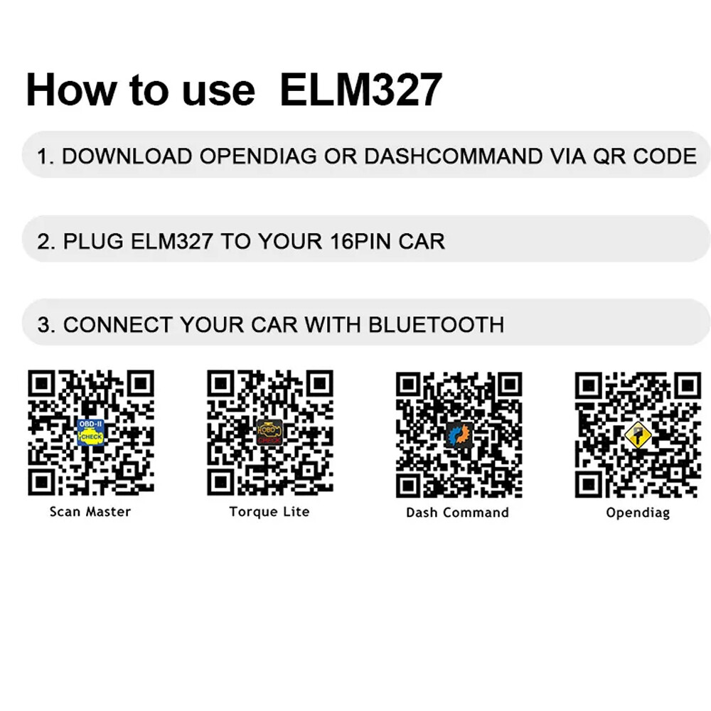 ELM327 OBD2 OBD Scanner Bluetooth Code Reader Auto Diagnostic Tool Check Engine