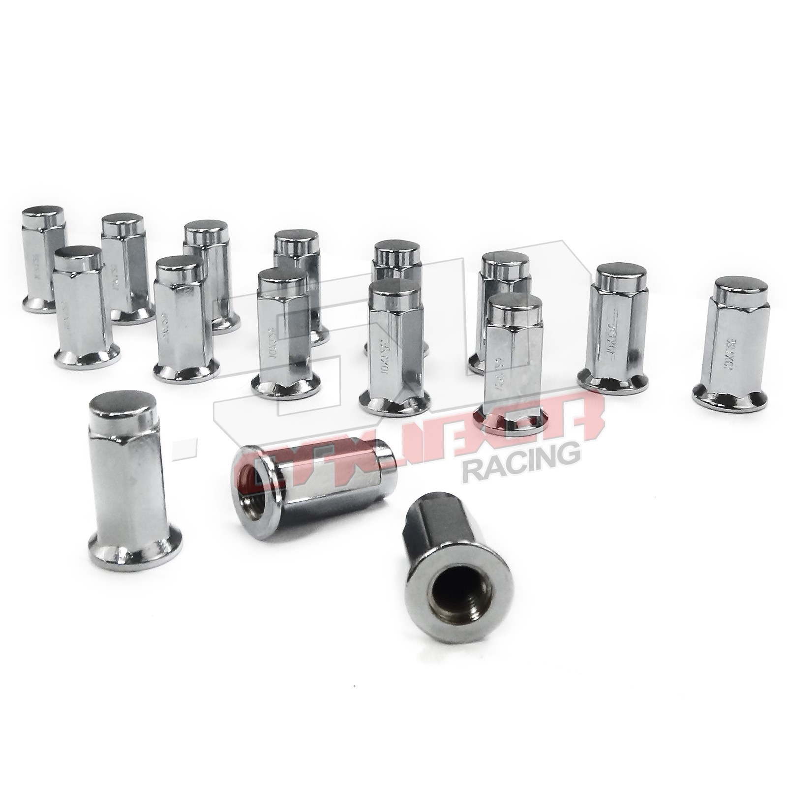 16 Flat Lug Nuts - 10x1.25 Chrome Finish ATV Can-Am Yamaha Honda Suzuki Kawasaki