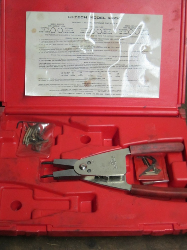 Hi-Tech USA Model 1265-K  Snap Ring Adjustable Reversible Pliers Kit w/Tips 1 Pc