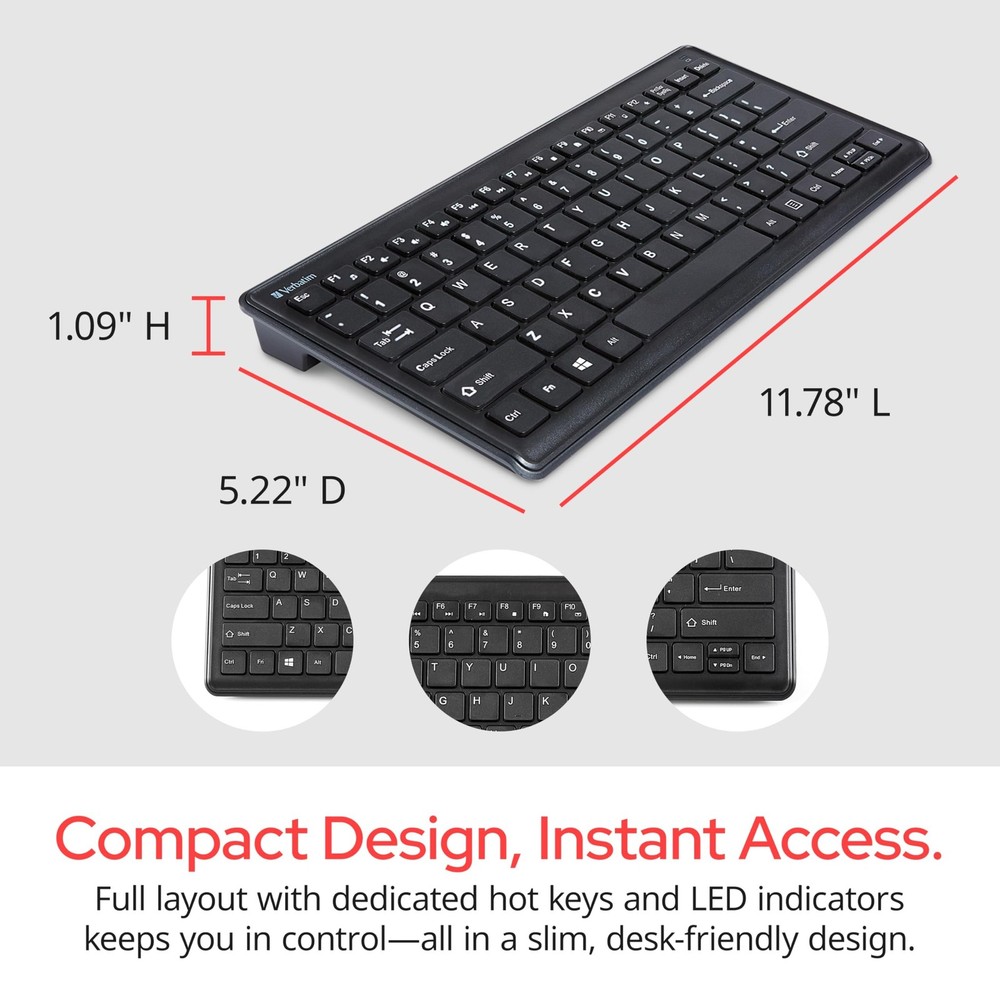 Verbatim Silent Wireless Compact Keyboard and Mouse Combo