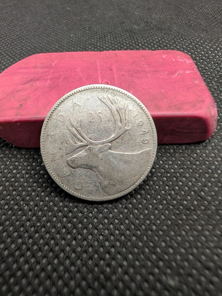 CANADA 1949  80% SILVER 25 CENTS