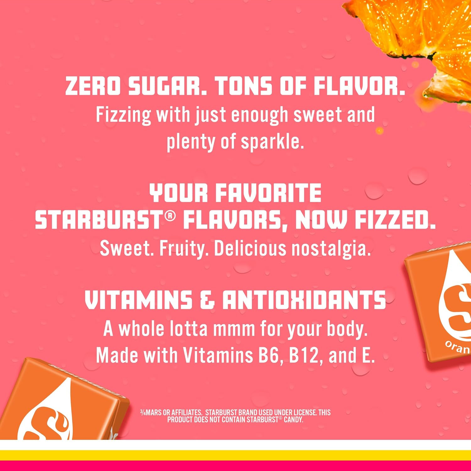 Sparkling Ice STARBURST Orange, Zero Sugar Flavored Sparkling Water