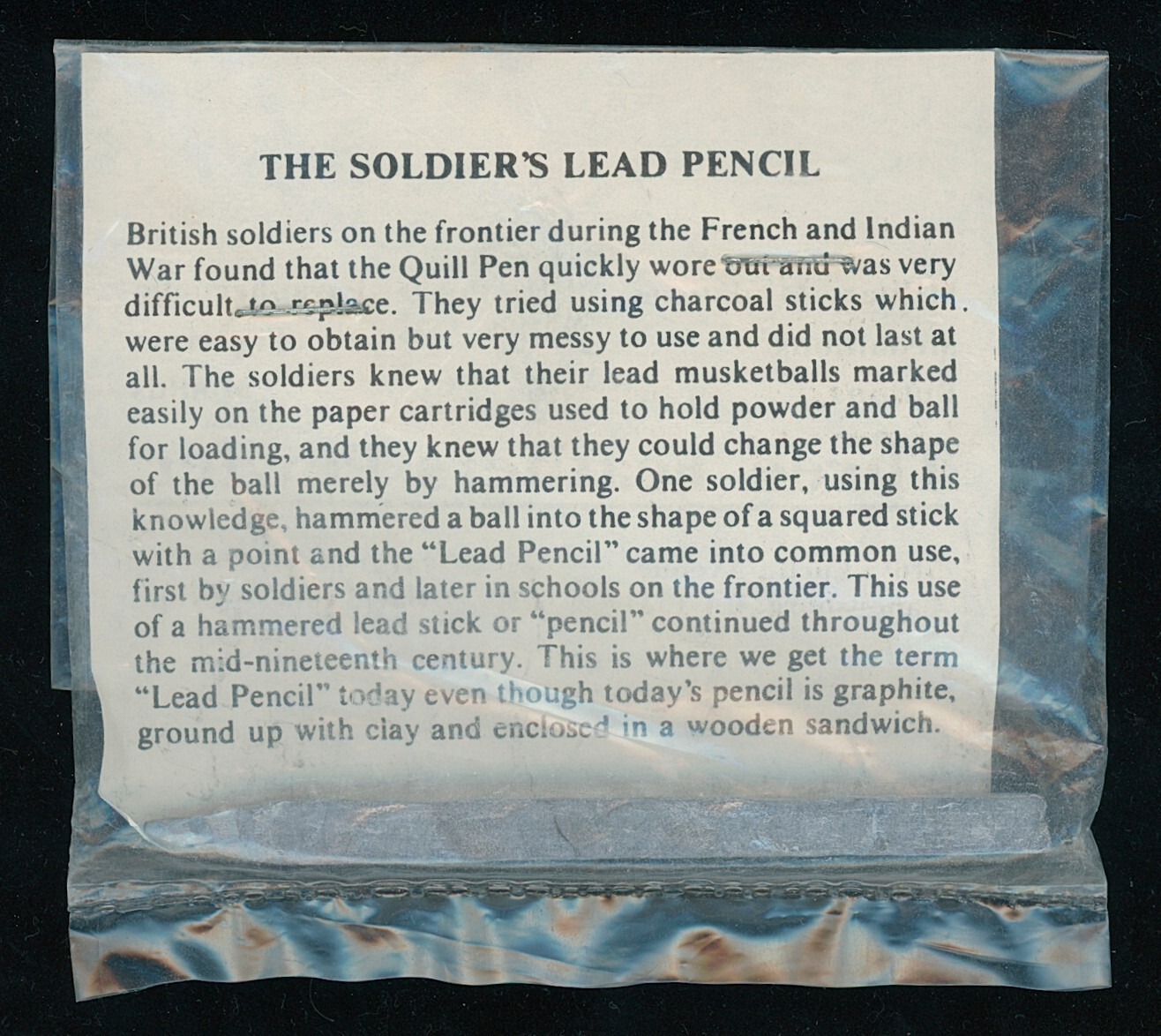 SOLDIER’S LEAD PENCIL ~ Vintage REPRODUCTION ~ French and Indian War