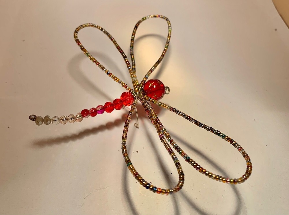Handmade Beaded Wire MULTI-COLOR DRAGONFLY