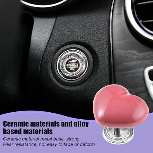 Car Push Start Button Cover, Heart Engine One Touch Start Stop Joystick, Pink
