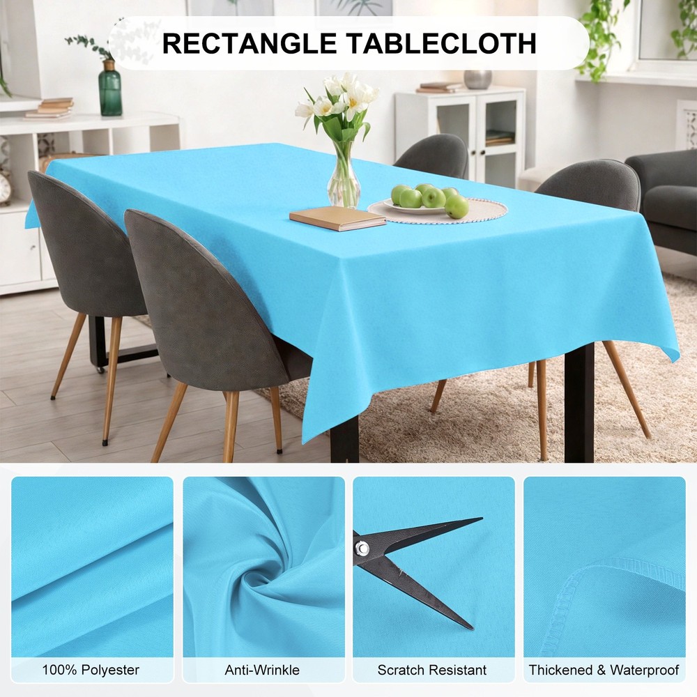 150x300cm Rectangle Tablecloth, Thickened Polyester Table Cloth Sky Blue
