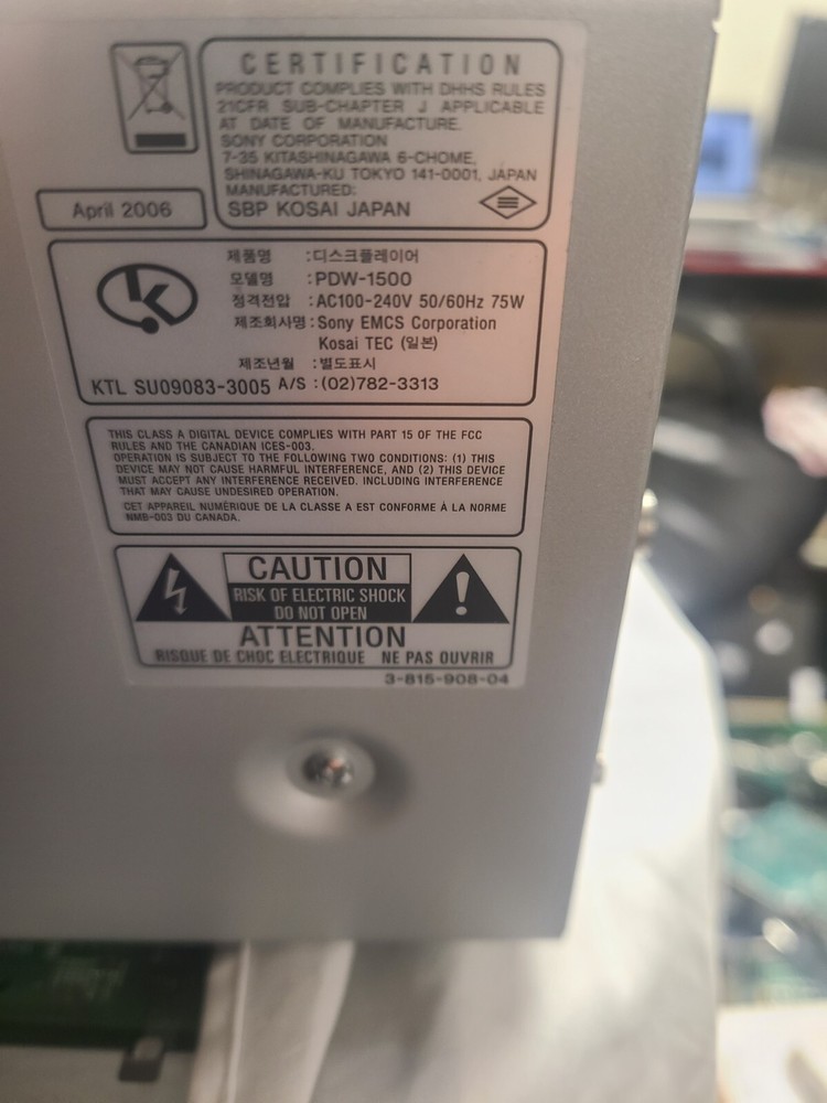 Sony XDCAM Recorder PDW-1500 Player Compact Deck Low Hours