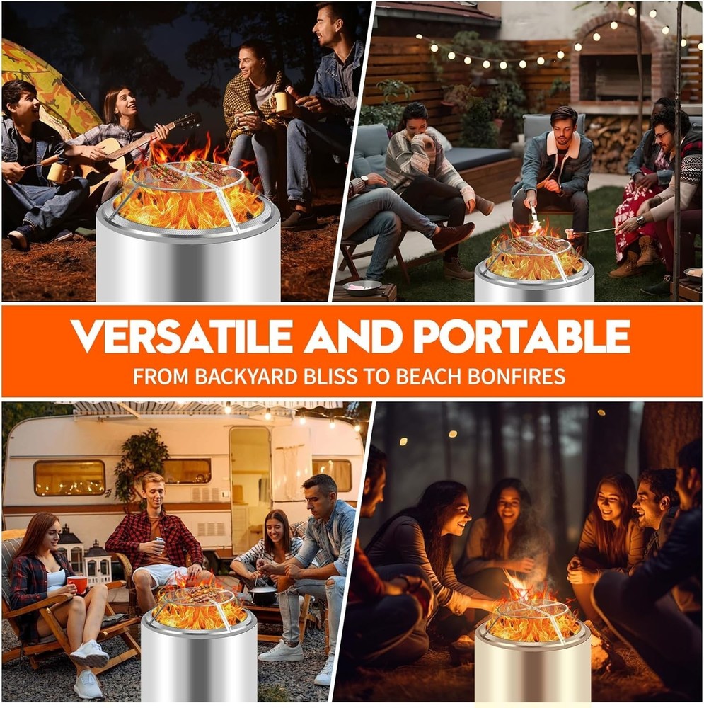 27" Yukon Shield Mesh Fire Pit Spark Protector w/Grill Function & Removal Tools