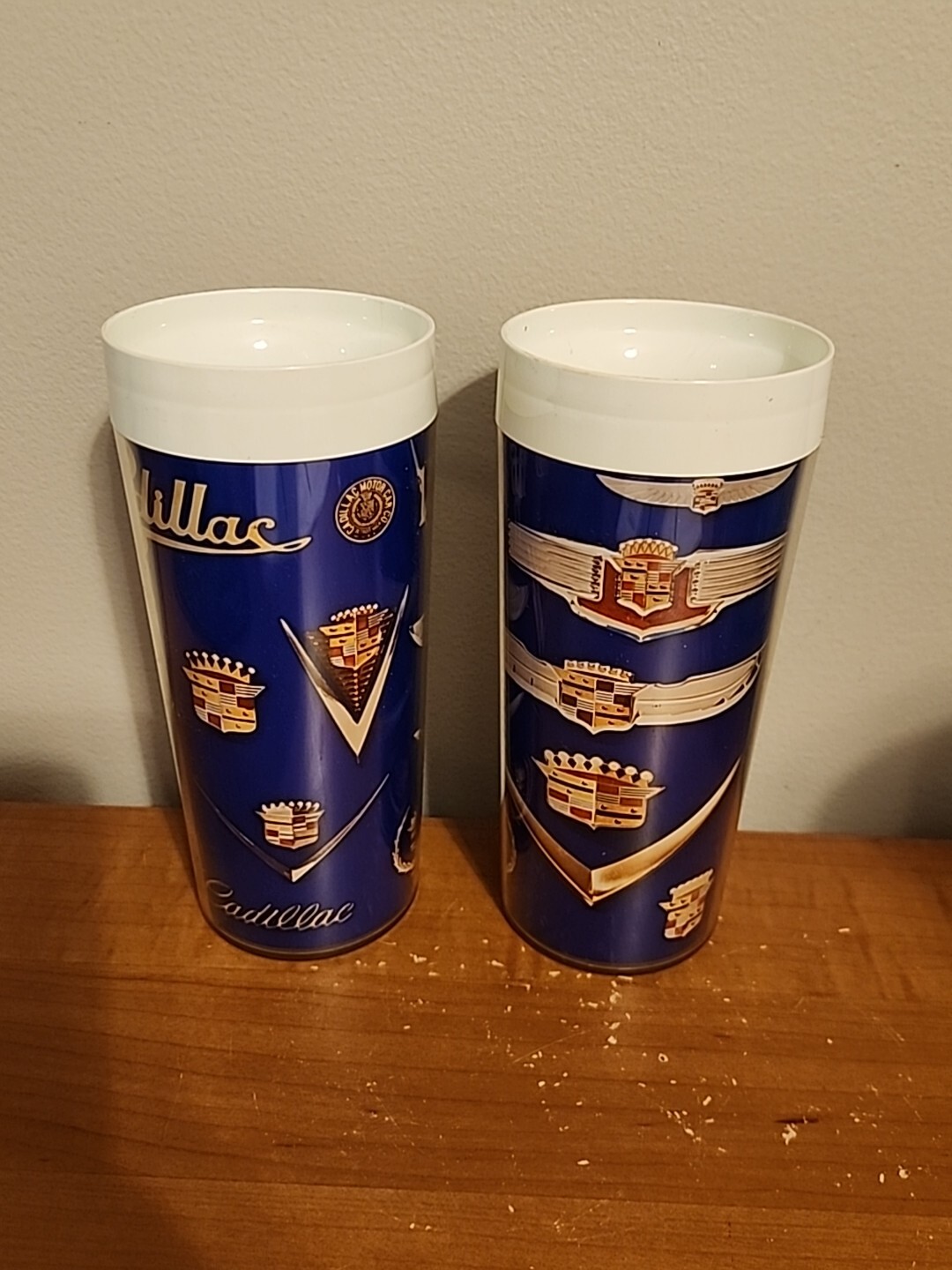 Set Of 2 Vintage Cadillac Car Themed Thermo-Serv Insulated Tumblers - American