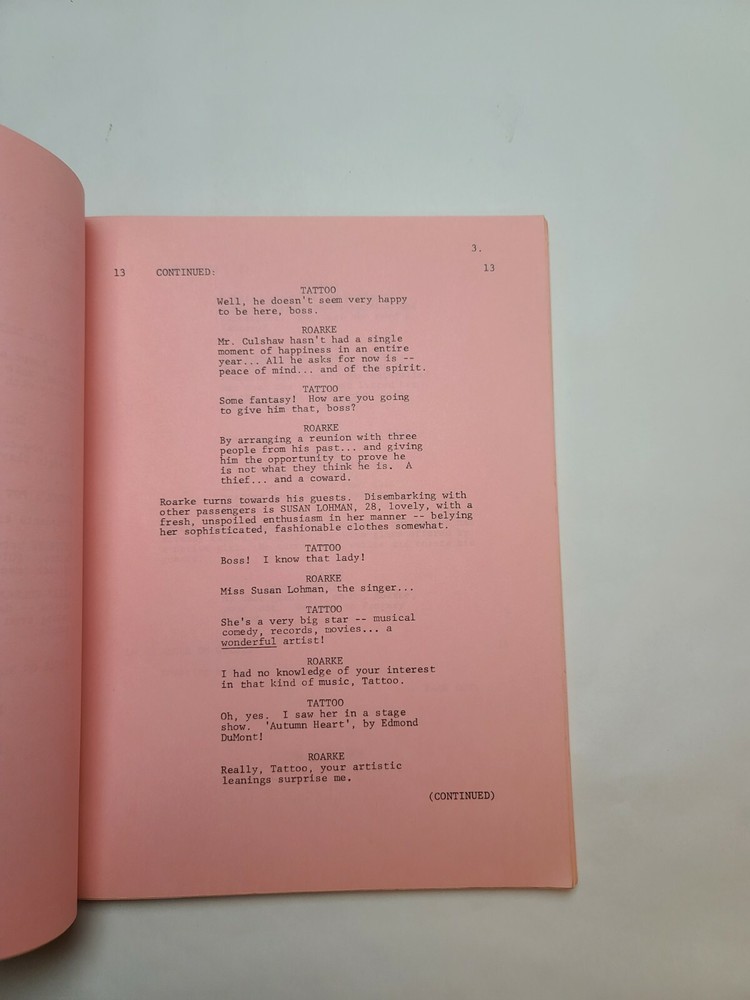 FANTASY ISLAND / Worley Thorne 1980 TV Script, "Crescendo/Three Feathers"