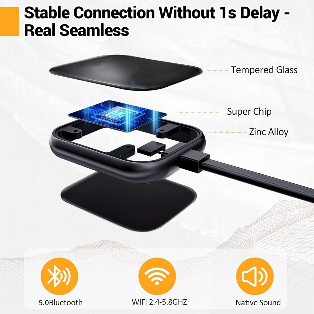 Carplay/Android Auto 2in1 Wireless carplay Adapter, Wired to Wireless USB Dongle